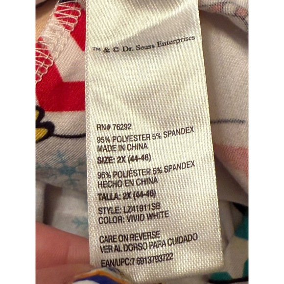 Dr Seuss Grinch Christmas Pajama Pants Lounge Sleepwear Size 2X Vivid White - Picture 3 of 3